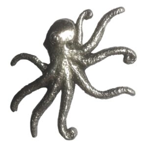 Octopus polished pewter metal lapel pin badge