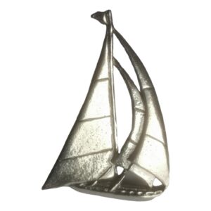 Sailing Yacht polished pewter metal lapel pin badge