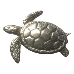 Turtle polished pewter metal lapel pin badge