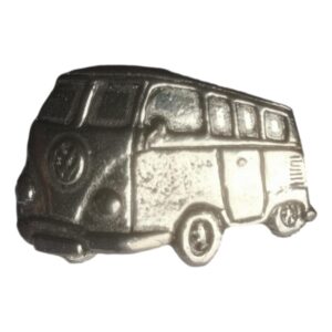 Classic Camper polished pewter metal lapel pin badge