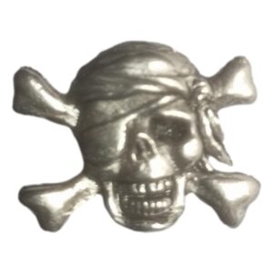 Skull and Crossbones polished pewter metal lapel pin badge