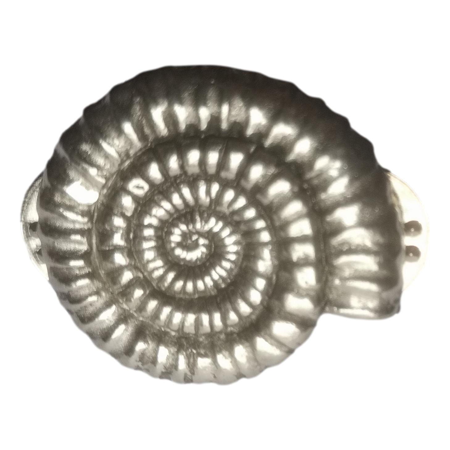 Ammonite Fossil polished pewter metal lapel pin badge - Image 2