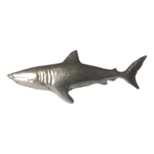 Shark polished pewter metal lapel pin badge