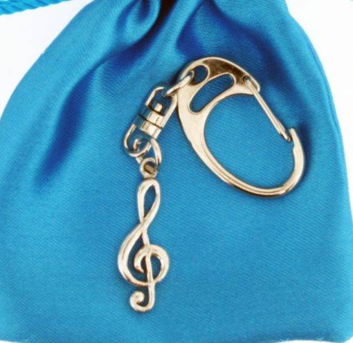 Small Treble Clef pewter metal keyring - Image 2